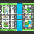 Modern Urban Community Layout With Green Spaces Water Channels Roads And Wind Turbines