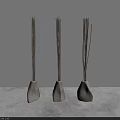 Three Wooden Reed Diffusers With Fragrance Sticks On Gray Floor White Background