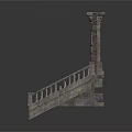 Ancient Stone Archway And Stairs Architectural Structure With Decorative Pillars And Stone Steps