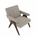 Modern Dining Chair With Beige Upholstered Seat And Dark Wooden Legs