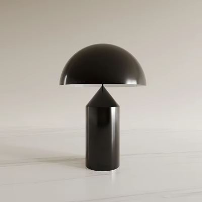 Modern Black Table Lamp With Dome Shaped Shade And Cylindrical Base On Light Surface 3d model