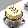 Colorful Metal Control Knobs With Numbers On Square Bases Arranged On White Surface 3d model