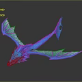 Blue Dragon Game Movie Character 3D Model With Wings Tail And Scaly Texture