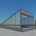 Modern Bus Station With Glass Structure Transparent Roof And FM136 Signage Pillar
