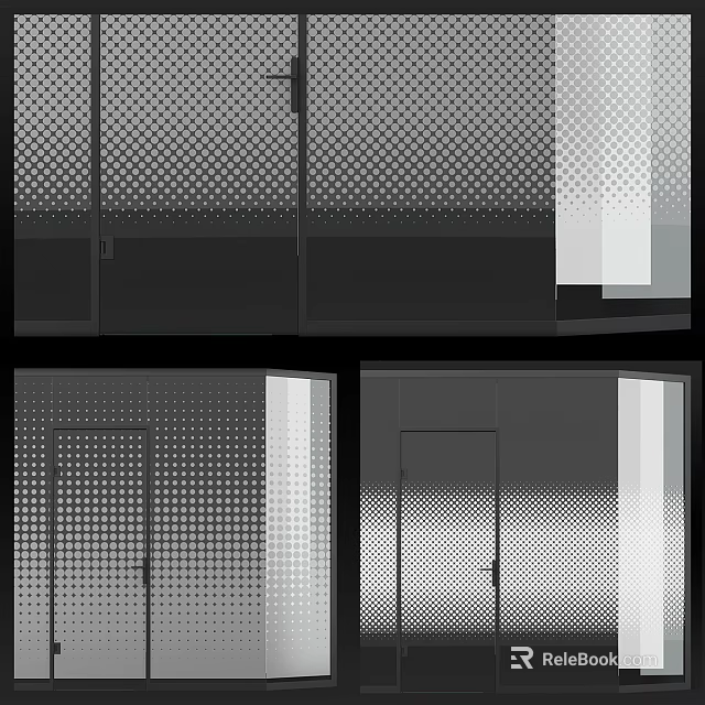 Modern Perforated Room Partition With Grid Pattern For Interior Decoration Spaces 3d model 