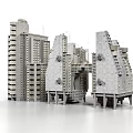 Group Of Modern High Rise Residential Buildings With Unique Architectural Design And Irregular Structures