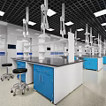 Modern Laboratory Interior With Workbench And Stools 3d model