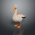 White Pelican Figurine With Orange Beak Feet And Black Wing Tips On Dark Background