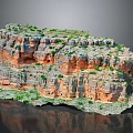 Natural Rocky Mountain Landscape With Layered Rock Formations And Green Vegetation