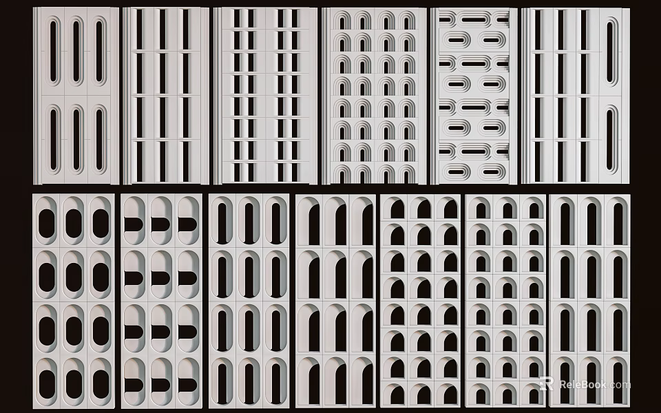 Stylish Modern Room Dividers With Various Geometric Hollow Patterns For Home Decor 3d model