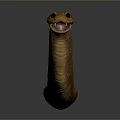 Brown Snake With Long Slender Body On Smooth Black Surface With Reflection