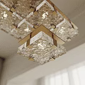 Modern Square Crystal Decorative Ceiling Light With Gold Frame For Indoor Lighting 3d model