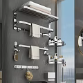 Modern Bathroom Accessories With Wall Mounted Metal Towel Racks Shelves Hooks And Toiletries