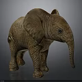 Detailed Brown Elephant Sculpture With Textured Skin And Realistic Features