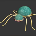 Spider Sculpture With Golden Legs And Turquoise Spheres On Black Background
