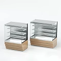 Commercial Display Refrigerator with Glass Door Multiple Shelves and Wooden Base for Food