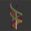 Wooden Spiral Staircase With Curved Handrail Decorative Balusters And Smooth Treads