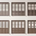 Elegant Traditional Chinese Wooden Room Divider With Carved Lattice Panel Design