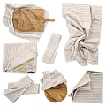 Gray Linen Table Linens With Wooden Cutting Board And Utensils Dinnerware Set For Kitchen