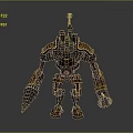 Sci Fi Mechanical Robot Character Featuring Rusty Metal Body Green Glowing Lights And Head Antenna