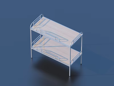 Modern Metal Frame Bunk Bed With Wooden Slats And Safety Rails 3d model