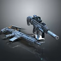 Modern Tactical Weapons Featuring Assault Rifle And Pistol With Scope And Metallic Finish