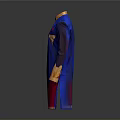 Blue Traditional Robe With Golden Decorations Red Lining And Pocket Detail