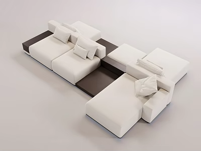 Modern Modular Leisure Sofa Set With White And Brown Cushions For Living Room Design 3d model