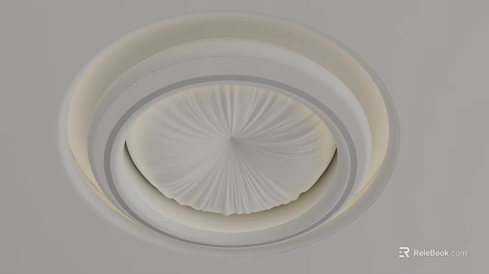 Modern Circular Ceiling Design With Layered Rings And Textured Center 3d model