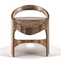 Elegant Modern Wooden Dining Chair With Curved Backrest And Brown Velvet Upholstered Seat