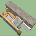 Architectural Components Section With Concrete Wall Wooden Frame And Panel Details 3d model