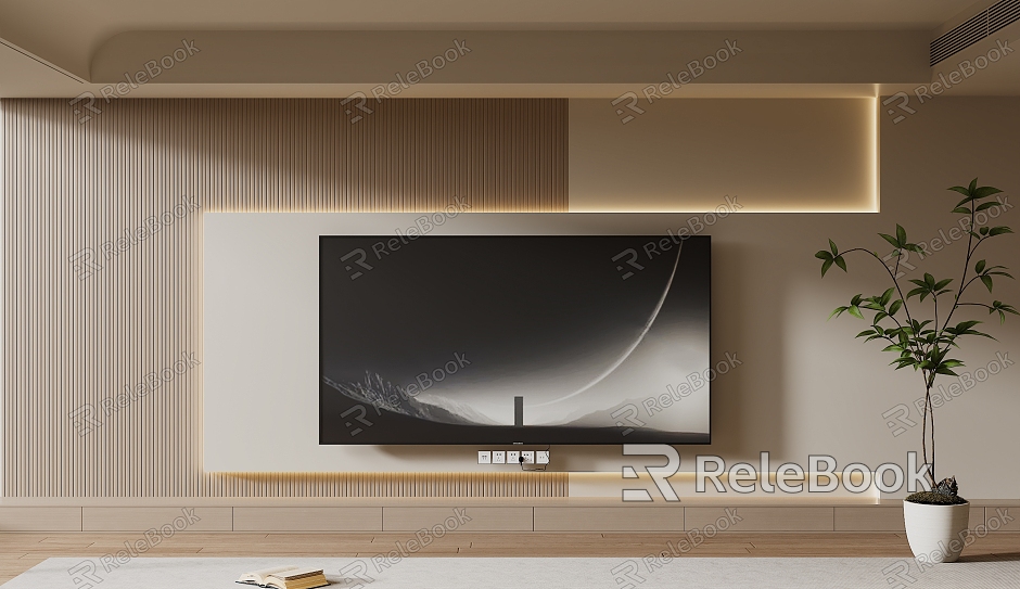 Modern TV Background Wall Cream Style TV Background Wall TV Cabinet TV model