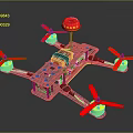 Quadrotor Drone With Red And Yellow Propellers Black Frame And Red Components