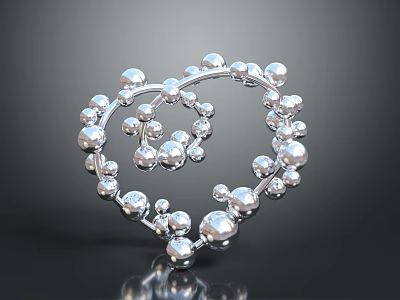 Shiny Silver Beaded Heart Shaped Fashion Accessory For Stylish Clothing Outfits 3d model