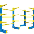 Sturdy Blue Yellow Cantilever Storage Racks with Multiple Layers for Warehouse Use 3d model