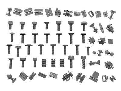 Diverse Hardware Tools Assortment Featuring Bolts Nuts Screws Washers And Hinges 3d model