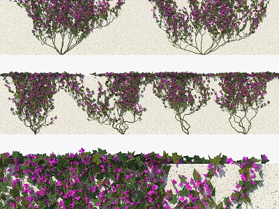 Purple Flower And Green Vine Ornamental Decoration Set For Wall Home Decor 3d model