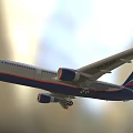 Flying Commercial Airplane With Gray Blue Body Twin Engines And Landing Gear