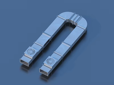 U Shaped Metal Industrial Equipment Structure with Vertical Sections and Curved Connectors 3d model