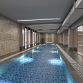 Indoor Swimming Pool With Skylights Metal Handrails And Modern Interior Design