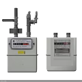 White Household Gas Meters With Digital Display And Pipe Connections