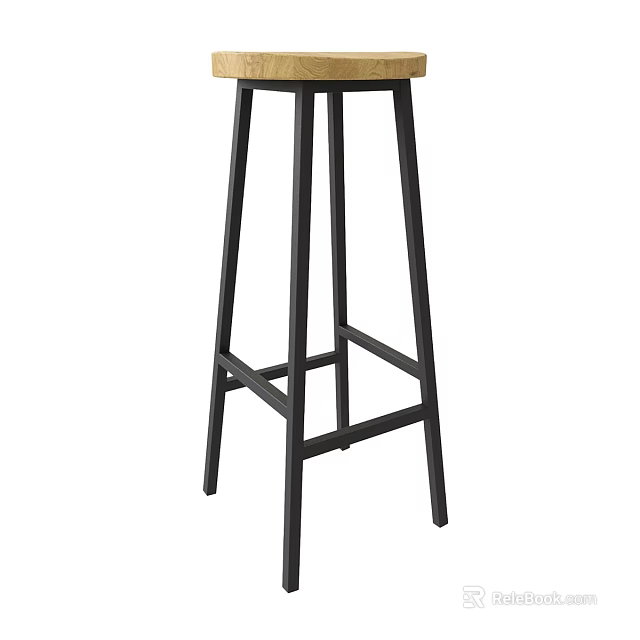 Black Metal Frame Bar Stool With Modern Minimalist Design For Kitchen Use 3d model 
