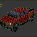Red Pickup Truck With Black Roof And Off Road Tires Exterior Design