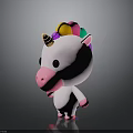 Cute Unicorn Plush Toy With Pink Body Pink Nose Small Golden Horn And Rainbow Mane