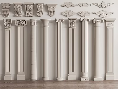 Various Styles Of Roman Columns With Decorative Capitals And Fluted Shafts 3d model