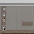 Modern Wardrobe Interior Design With Lit Open Shelves Books Decorations And Wooden Parquet Floor