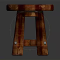 Rustic Wooden Stool With Round Top Three Legs And Natural Wood Grain