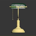 Vintage Style Elegant Table Lamp With Green Shade And Golden Base