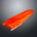Fresh Raw Salmon Fillet with Vibrant Red Color and Distinct Texture on Gray Gradient Background