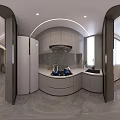 Modern Minimalist Dining and Living Interior Design With Marble Dining Table Chairs And Side Cabinets